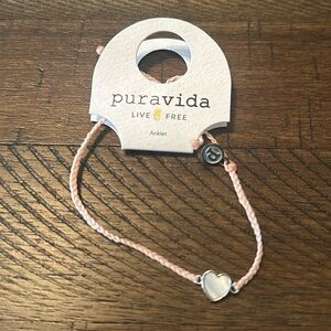 Pura Vida Heart of Pearl Anklet (silver) New